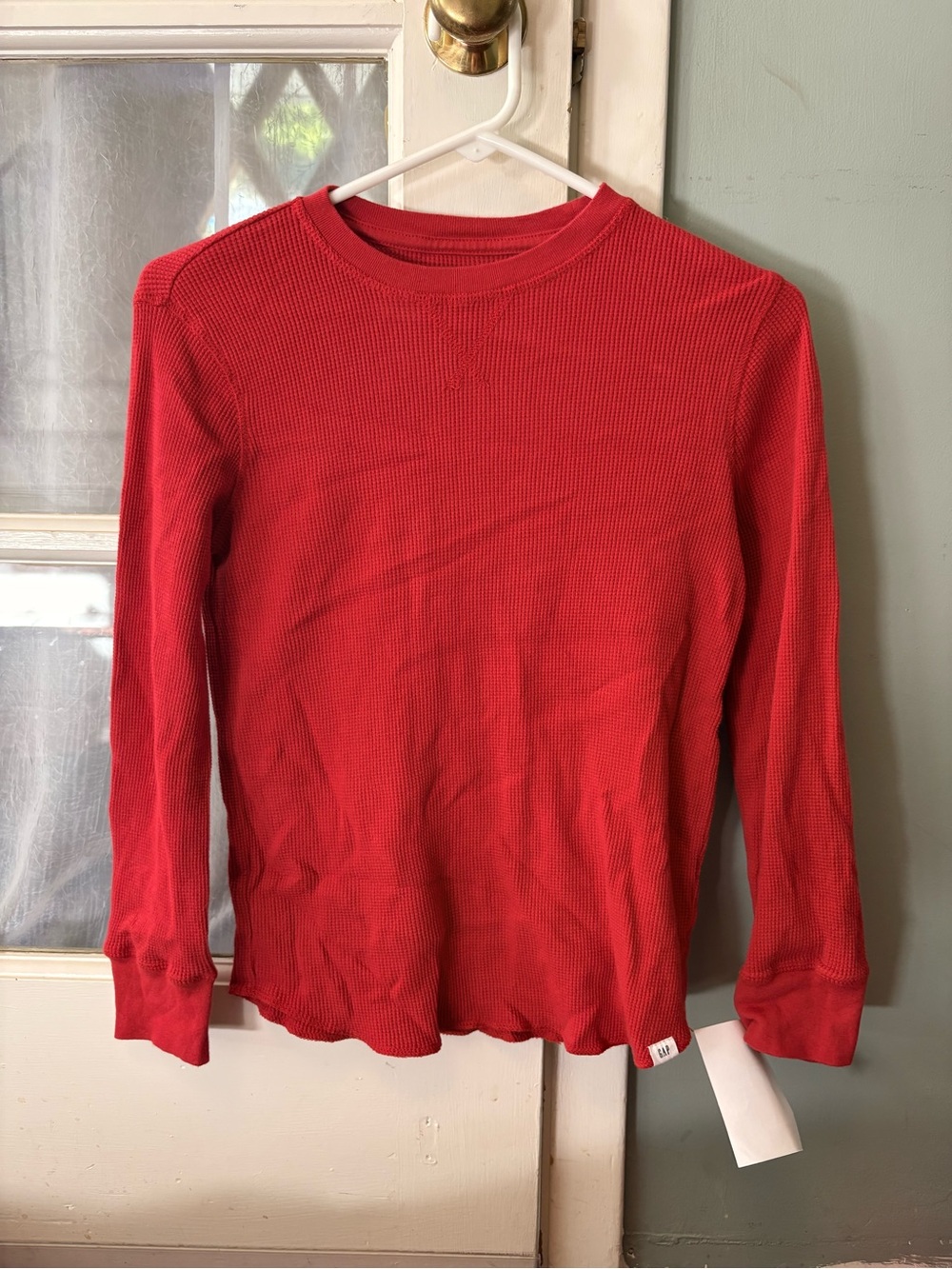 GAP Bright Red Long-Sleeve Waffle Knit Tee